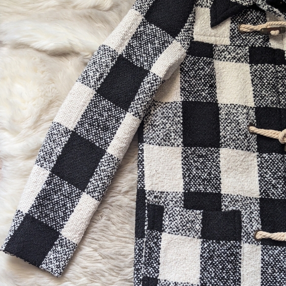Forever 21 Boucle Check Plaid Toggle Coat - Picture 4 of 16